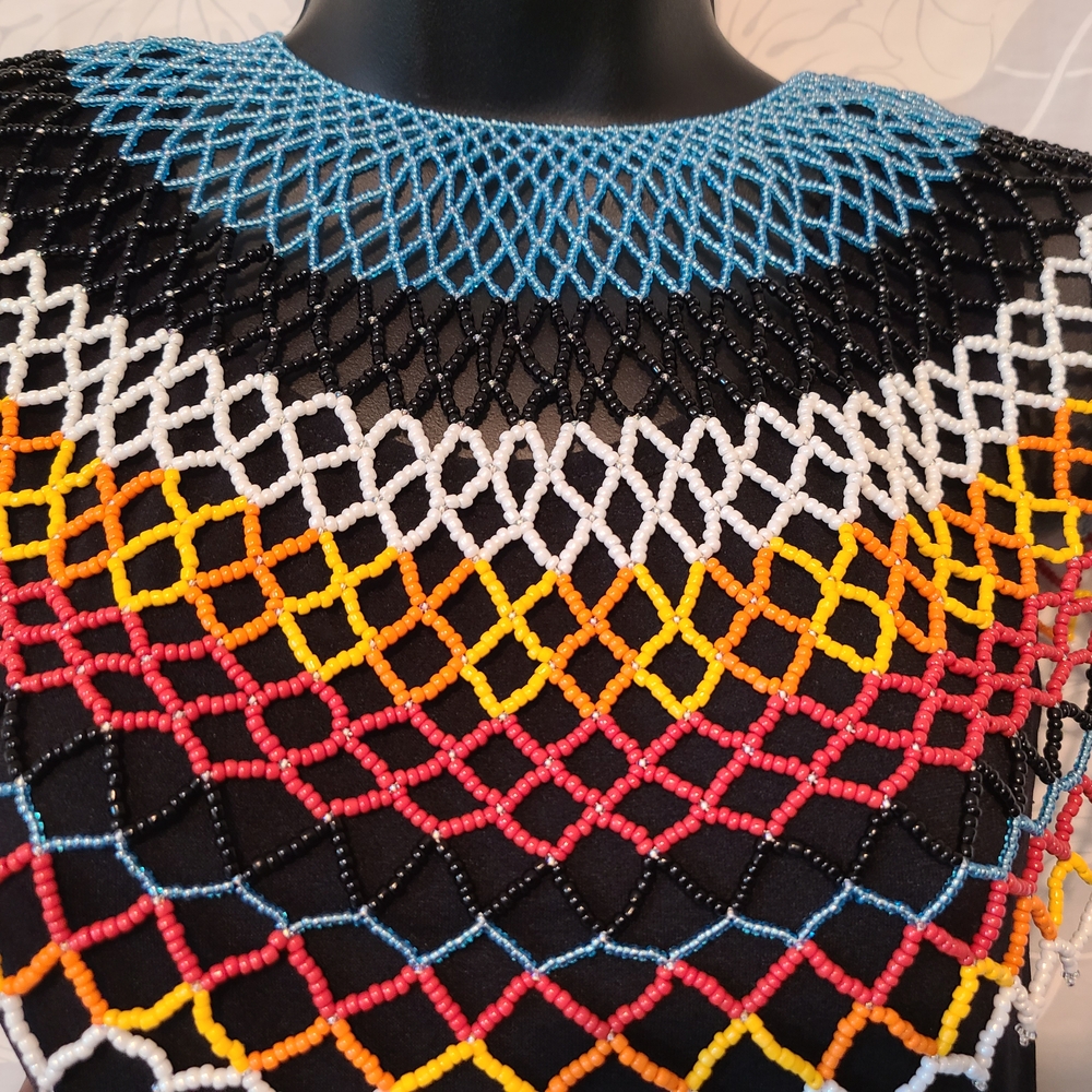 Colorful Beaded Mesh Top
